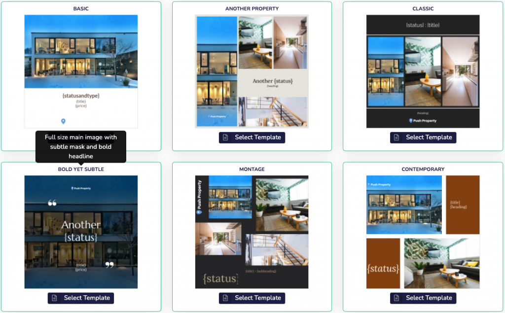 Property Template Selection